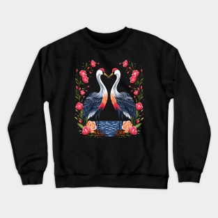 Whooping Crane Valentine Day Crewneck Sweatshirt